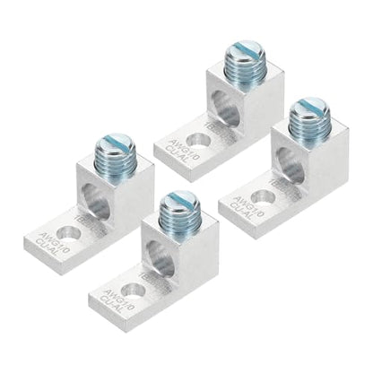 MECCANIXITY 4 Pcs Dual Aluminum Ground Lug, 1B26U 2/0AWG Double Wire Barrel Mechanical Lugs M12 Screw 600V for Electrical Connection Circuit Breaker Solar Panel Marine Power Distribution - size: 2/0 AWG 1B26U