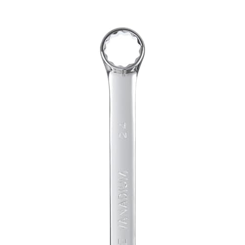 BLACK CANYON Metric 24mm Combination Wrench, 12-Point Box End & Hex Opening Design, Polished Steel - size: 24 mm