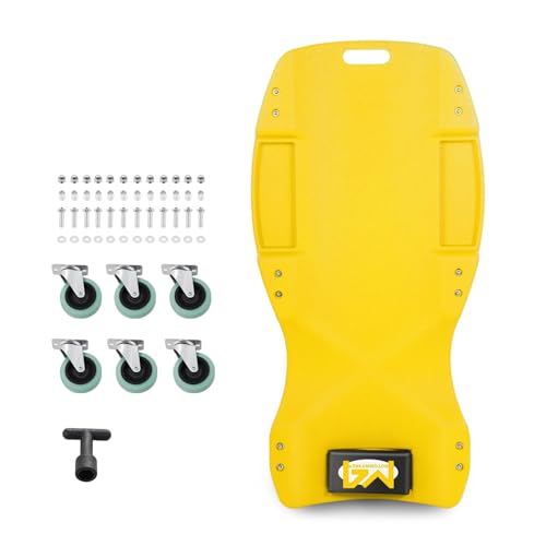 PM PERFORMOTOR Inches Heavy-Duty Low-Profile Roller Automotive Creeper with Padded Headrest, Yellow, PM-TOL-CPC48-YL - size: 48 Inches