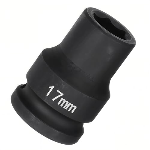 3/4"Drive x 17mm Metric, 6-Point Deep Impact Socket, Axle Nut Impact Socket | 40CR Alloy Steel,Clear labeling, Common Tools for Car Repair/Mechanical Work/Construction/Carpentry and Home Maintenance - size: 17mm