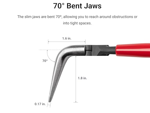 TEKTON 6 Inch 70-Degree Bent Smooth Jaw Long Nose Pliers | PGF15406 - color: Smooth Jaw, size: 6 Inch 70-Degree Bent