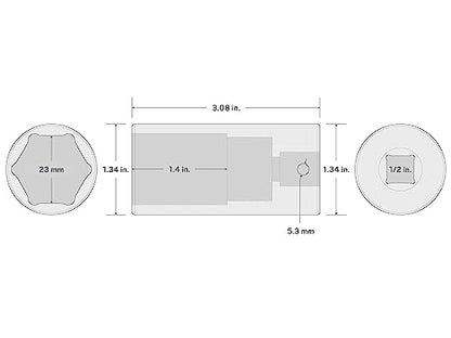 TEKTON 1/2 Inch Drive x 23 mm Deep 6-Point Impact Socket | SID23123 - size: 23 mm, style: Deep