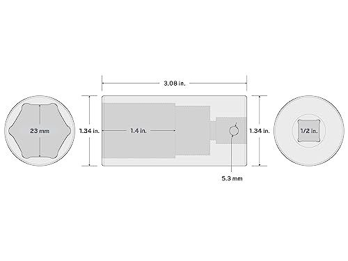 TEKTON 1/2 Inch Drive x 23 mm Deep 6-Point Impact Socket | SID23123 - size: 23 mm, style: Deep