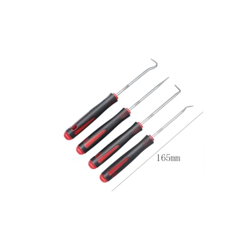 lasenersm 4 Pieces Pick and Hook Set Metal Car Auto Oil Seal Hook Puller Remover O-Ring Seal Puller Remover Hook Gasket Pick Remover Hook Puller(Red, 165mm)