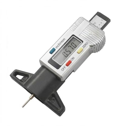 Car LCD Display Tire Tread Depth Gauge, 0.01mm Resolution Digital Car Tire Wear Checker with Inch/MM Conversion, Easy Read Auto Measuring Tool Accessories for Most Tires (Silver) - color: Silver