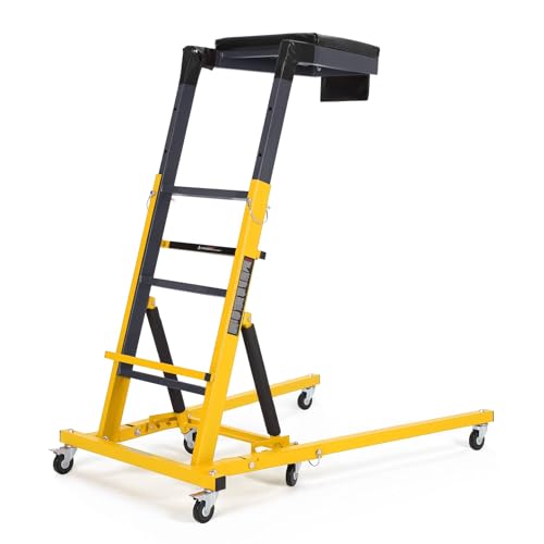 Topside Automotive Creeper,Engine with Adjustable Height 48"-66", 400 Lbs Heavy-Duty Foldable Garage Creepers, 6 Swivel Casters, Padded Deck, Tool Pouch, for Truck/SUV Garage Mainten - color: Yellow