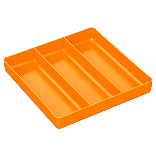 Ernst Manufacturing Toolbox Tray: Stackable Tray in Orange with 3 Compartments - Ideal for Trades, Mechanics, Electricians, Plumbers, Household Use, Hobbies, and More - Heavy Duty - Made in the USA - color: Orange, size: 3-Compartments