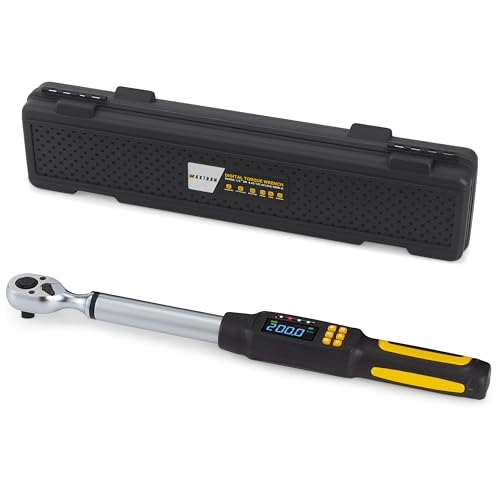 1/2" Drive Digital Torque Wrench, 4.4-147.5 ft-lb, SAE and Metric | ±2% Accuracy Electronic Torque Wrench with 72-Tooth Ratchet, Buzzer and LED Indicator, for Automotive, Car, Motorcycle - size: 1/2" 200Nm Wrench