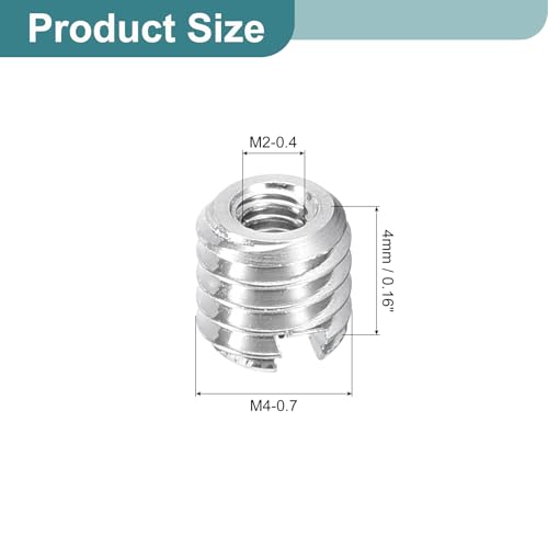 uxcell 10Pcs Threaded Inserts, M2-0.4x4 & M4-0.7x4 Stainless Steel 303 Screw Thread Sleeves Thread Repair Insert for Mechanical Equipment - size: M2-0.4x4 & M4-0.7x4mm