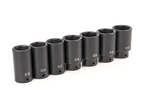 TEKTON 1/2 Inch Drive Axle Nut Impact Socket Set, 7-Piece | SID92003 - size: 7-Piece (29-38 mm)