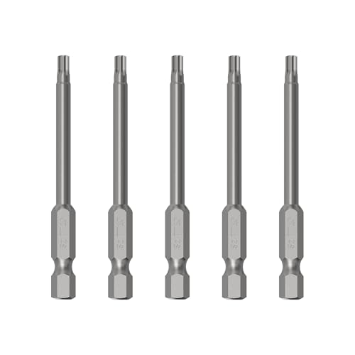 5PCS T10 Magnetic Tamper Proof Torx Screwdriver Bits, 1/4 Inch Hex Shank 3 Inch Length S2 Steel Security Drill Torx Head Drill Screw Driver Tools(75mm Long, Star 6 Point) - size: T10