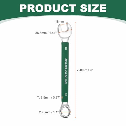 HARFINGTON 18mm Metric Combination Wrench 10 Degree Offset 12 Point Cr-V Steel Single Open End Spanner Wrenches for Automotive Repair Furniture Assembly - size: 18mm