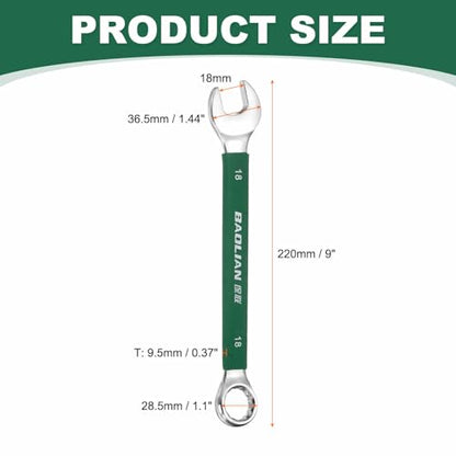 HARFINGTON 18mm Metric Combination Wrench 10 Degree Offset 12 Point Cr-V Steel Single Open End Spanner Wrenches for Automotive Repair Furniture Assembly - size: 18mm