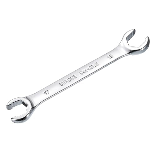 HARFINGTON Flare Nut Metric Wrench 17mm x 19mm CR-V Mirror Polished Chrome Plating Metric Wrench for DIY Hand-making Automotive Repairs and Household Maintenance - size: 17mm x 19mm