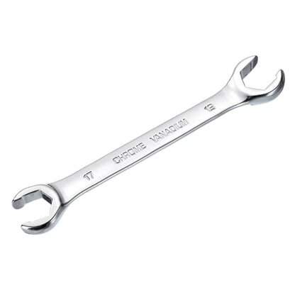 HARFINGTON Flare Nut Metric Wrench 17mm x 19mm CR-V Mirror Polished Chrome Plating Metric Wrench for DIY Hand-making Automotive Repairs and Household Maintenance - size: 17mm x 19mm