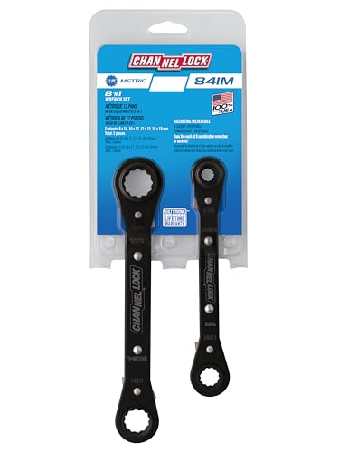Channellock 841M Metric 4-n-1 Ratcheting Wrench Set: 8mm by 10mm, 16mm by 17mm, 12mm by 13mm, 18mm by 19mm, Black - style: 2 Piece Metric