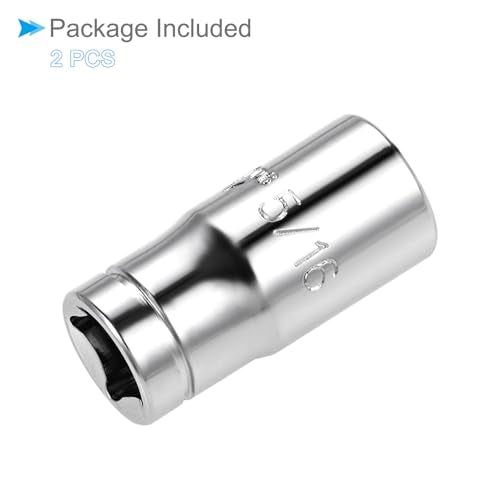 6-Point Socket, 1/4" Drive 5/16" Deep, Polished Chromed CR-V SAE Standard Shallow Impact Socket - (Applications: for Ratchet Torque Electric Wrenches Car Repair), 2-Pieces - size: 5/16"