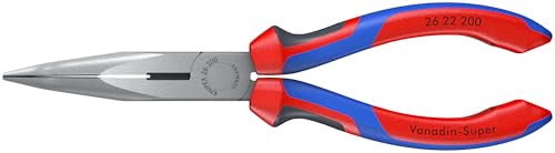 KNIPEX - 26 22 200 SBA Tools - Long Nose Pliers With Cutter, 40 Degree Angled, Multi-Component (2622200SBA)