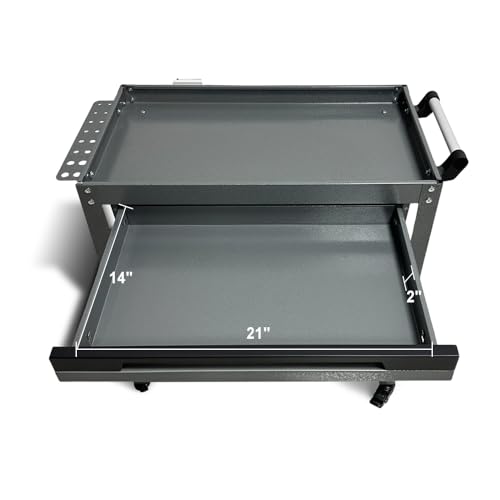 JZD 3 Tier Tool Cart on Wheels with Drawer & Screwdriver Holder, Metal Mechanic Rolling Cart for Garage Auto Repair Shop Factory Kitchen - size: 02