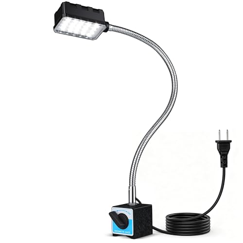 Magnetic Work Light, 1300 Lumens Led Machine Lights | Strong Magnetic Base, 20 inch Flexible Magnetic Lamp, For Garage, Workshop, Bandsaw, Lathe, Drill Press, 120V