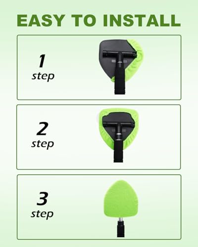 5 Pack Microfiber Pads, Replacement Heads Cover, Windshield Cleaner Tools, Washable & Reusable Triangle Pads, Fit for Window Reach Tool, Handle Not Included (Green) - color: Microfiber Triangle (Green)