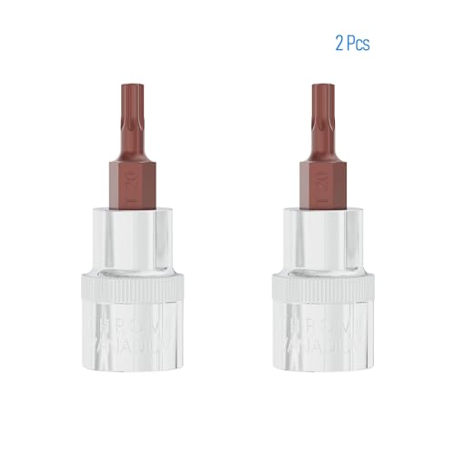 2PCS 3/8" Drive T20 Torx Bit Socket, S2 Steel Bits, Heat Treated CR-V Steel Star Sockets 1.9" Length - size: T20