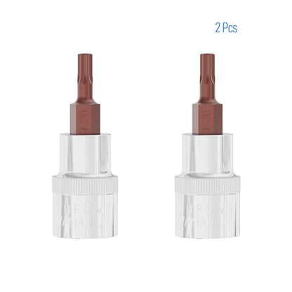 2PCS 3/8" Drive T20 Torx Bit Socket, S2 Steel Bits, Heat Treated CR-V Steel Star Sockets 1.9" Length - size: T20