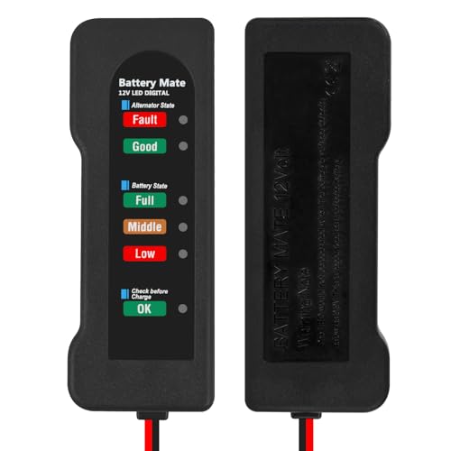 12V Car Battery Tester and Alternator Tester 12 Volt Automotive Battery Analyzer, Charging System Checker with LED Indicator for Cars, Trucks