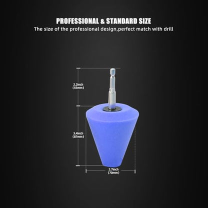 SPTA Moderate-Cut Polishing Ball, Polishing Tool with Quick Swap Bit Spherical Cone for Deep, Safe Metal Polish in Hard-to-Reach Areas Deep-Dish Wheels,Tight Areas, Ideal for Wheels & Curved Surfaces - color: Blue T80 Moderate-Cut Polishing Cone