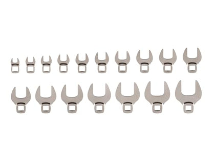 TEKTON 3/8 Inch Drive Crowfoot Wrench Set, 17-Piece (8-24 mm) | WCF93202 | Made in USA - size: 8-24 mm, style: Tools Only