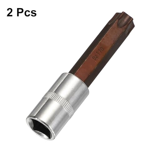 HARFINGTON 2Pcs Torx Bit Socket 1/2" Drive T70 S2 Steel 6 Point Head Long Screwdriver Drill Bits CR-V Steel Socket Adapter for Home Auto Axle Hex Nuts Bolts Repair - size: T70
