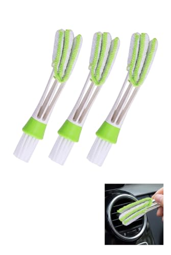 3 PCS Car Vent Cleaner, Double Ended Soft Bristle Air Conditioner Duster Brush, Deep Cleaning Tool for Automotive Dashboard Window Blinds Keyboard Fans