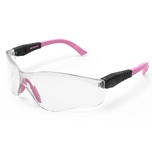 xaegistac Shooting Glasses Anti Fog -Shooting Range Eye Protection | Adjustable Safety Glasses with Z87.1 Certificated Impact Reistance - color: Pink Frame Clear Lens