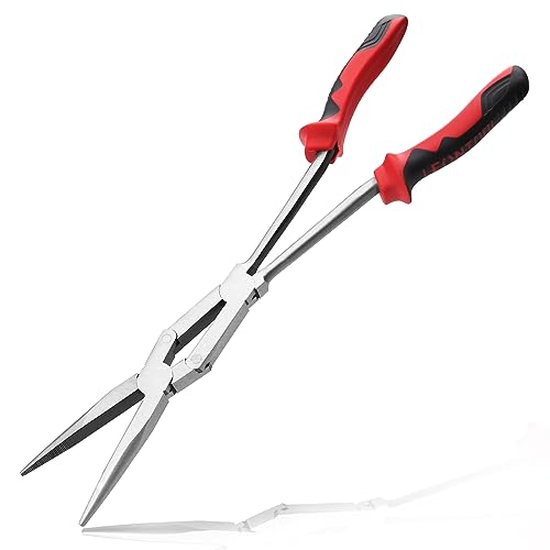 13" Extra Long Needle Nose Pliers, Serrated Jaw, Double-joint | Extended Reach, X Type Straight Long Reach Pliers, for Tight Spaces, Automotive Mechanical Repair, Long Nose Pliers - style: Long Nose
