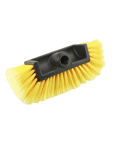QWORK 10in Car Wash Brush Head with Soft Bristle, for Cleaning Decks, Trucks, Car, RV, Boats, Home Siding, Camper, Yellow