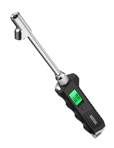 AstroAI Heavy Duty Digital Tire Pressure Gauge 0-230 PSI Calibrated to ANSI B40.7 Grade 2A (0.5%) with Backlit LCD & Flashlight, Stainless Steel for Truck RV Car Motorcycle Bike - size: 1 Pack, style: Long Version