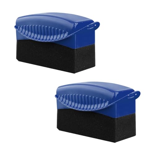 Ohleats 2 PCS Tire Dressing Applicator, Wheel Shine Pad With Lid, Reusable Detailing Foam Waxing Wipe Polishing Sponge, Universal Car Accessories (Blue) - color: Blue-2pcs