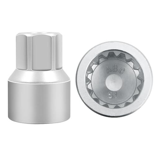 ABC-51 15Pt Outer Ring 4mm Wheel Locking Nut Key for Porsche VW | Wheel Lock Nut Socket Adapter, Anti-Theft Lug Nut Removal Tool, Anti-Theft Screw Remover, Repair Tool, Tyre Fitting, garage - color: ABC-51 Outer ring thickness: 4mm