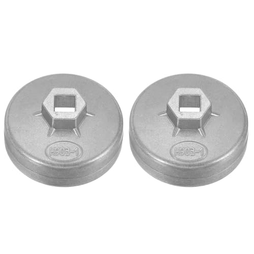 HARFINGTON 2pcs Oil Filter Cap Wrench 15 Flute 82 x 40.5 x 75mm (WxHxID) 1/2" Square Drive Aluminum Cup Type Drive Metric Oil Filter Socket Removal Tool for Engine Conduit Fittings - size: 15 Flute 82 x 40.5 x 75mm