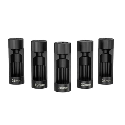 Suspension Strut Socket Tool,5PC Strut Nut Socket 18mm 19mm 21mm 22mm 24mm with 12 Point 1/2" Drive, Easy Remove Strut Nuts - color: 5pc 18/19/21/22/24mm