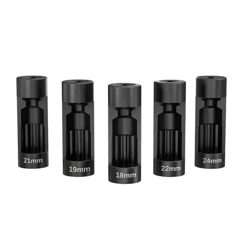 Suspension Strut Socket Tool,5PC Strut Nut Socket 18mm 19mm 21mm 22mm 24mm with 12 Point 1/2" Drive, Easy Remove Strut Nuts - color: 5pc 18/19/21/22/24mm