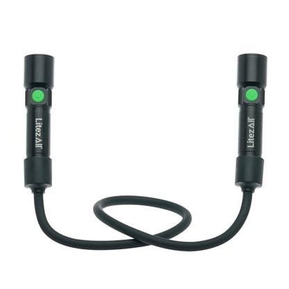 LitezAll Rechargeable Bendable Neck Light | 500 Lumen Dual Magnetic Flashlights | Hands Free Flexible Gooseneck Reading Light | Portable LED Work Light for Mechanics, Knitting & Repairs