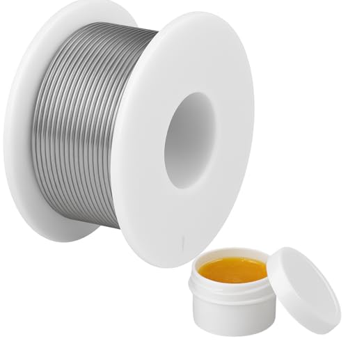 Soldering Iron Kit with Rosin Core Solder Wire and Flux Paste | 50g Tin Lead Solder Set for Electrical and Electronic Repair | 0,75mm 50gr Plus Flux Paste