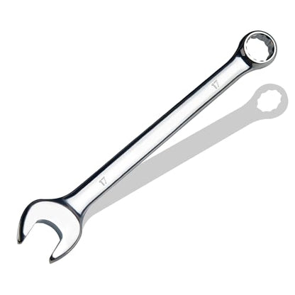 17mm Metric Combination Wrench, CR-V Steel with Mirror Polish, 12-Point Design, 15-Degree Offset, Perfect for Auto Repair, Household, Car & Truck Emergency - size: 17mm