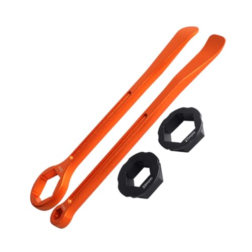 Wrench,Motorcycle Tire Wrench Installation Tool Set Aluminum Tire Spoon Levers with Axle Wrench 32mm 27mm 22mm 13mm 10mm for Motorbike Scooter Tire Repair - color: Orange