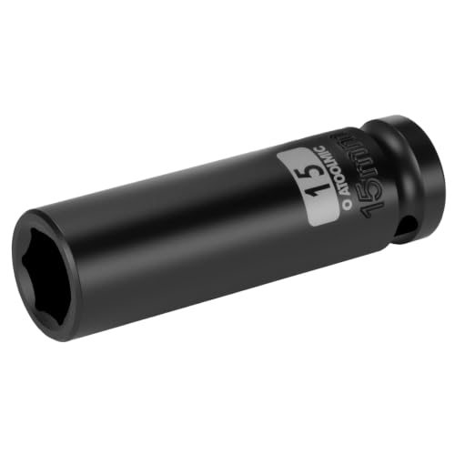 1/2 Inch Drive x 15mm Deep 6PT CR-MO Impact Socket for Removing Axle nut | Metric Socket,6-Point Radius Corner Design,Two Size Markings,Square Chamfered Opening,For Removal of Axle Nut - size: 15 mm, style: 1/2" Drive Deep Socket
