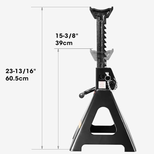 Big RED Jack Stands 6 Ton with Double Locking, 14.2-23.8 inch Adjustable Height for Lifting Cars, SUV, Van, 12000 lb Capacity, 1 Pair - color: BLACK, size: 6 TON DOUBLE LOCKING