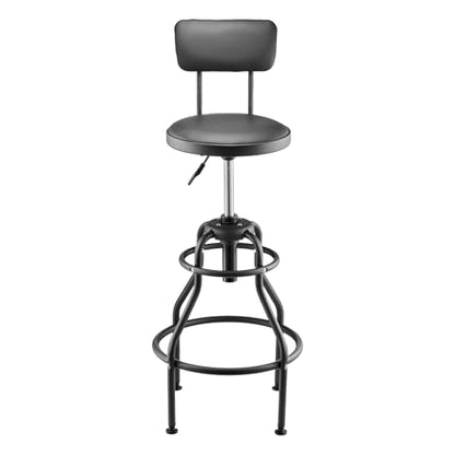 VEVOR Shop Stool with Backrest, Pneumatic Garage Seat/Work Stool with 300 lbs Capacity, Adjustable Height Roller Creeper Seat, 360° Swivel Padded, for Garage, Shop & Auto Repair, Black - style: with Backrest-no Casters