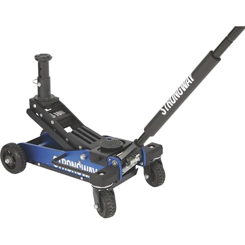 Strongway Professional Aluminum Off-Road Jack, 3 Ton 6000 Lb Capacity, 29 in. Lift Height, Steel Skid Plate, Quick-Change Saddle, 360 Degree Swivel Casters, for Trucks, SUVs, ATVs and UTVs