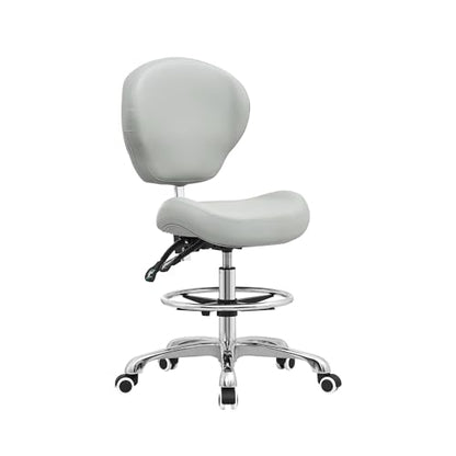 Kaleurrier Office Drafting Chairs with Backs,Adjustable Height | Ergonomic,Heavy Duty,Tall Office Chairs for Art Studio Standing Desk Kitchen Garage Shop Massage Lab Dental Hair Salon Guitar - color: Grey